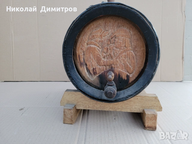 Буре немско със стойка, дъб с дърворезба , снимка 4 - Декорация за дома - 54104441