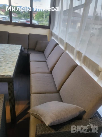 градински комплект 9части техноратан антрацит, снимка 3 - Градински мебели, декорация  - 50970109