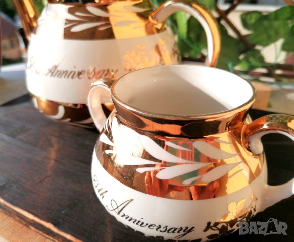 Златен чайник и захарничка⚜️ Staffordishire Gibson⚜️, снимка 7 - Декорация за дома - 45495379