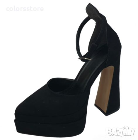 Обувки на ток - черен велур - VT2, снимка 1 - Сандали - 46287097