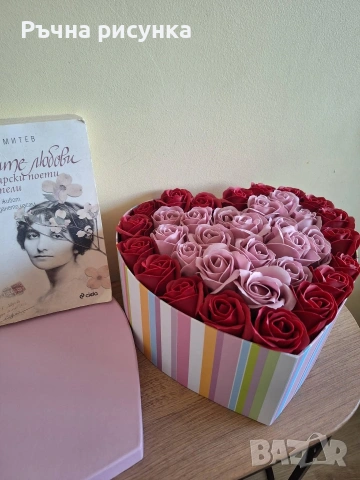 Букет сърце в кутия 35 рози , снимка 5 - Декорация за дома - 53766480