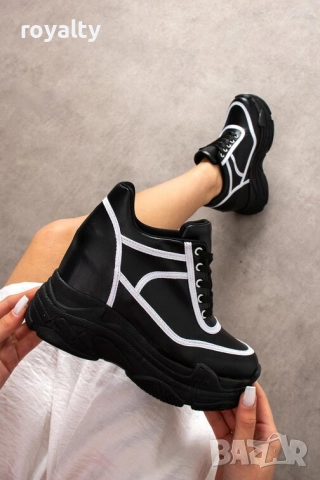 Кецове на платформа - черно с бяло, снимка 2 - Кецове - 51948698