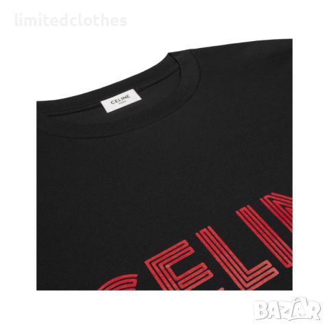 CELINE Red Ziggy Logo Print Мъжка Тениска size L, снимка 4 - Тениски - 46137115