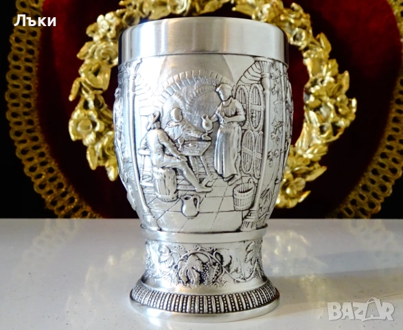 Калаена чаша Гроздобер,винопроизводство. , снимка 4 - Антикварни и старинни предмети - 53660365