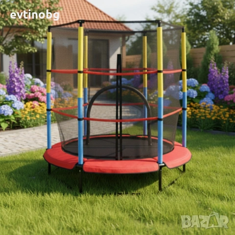 Батут 4,5ft 140см с вътрешна мрежа - червен, снимка 2 - Други - 53776351