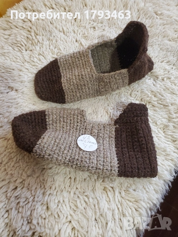 Ръчно плетени мъжки терлици от вълна' размер 43, снимка 8 - Мъжки чорапи - 50827014