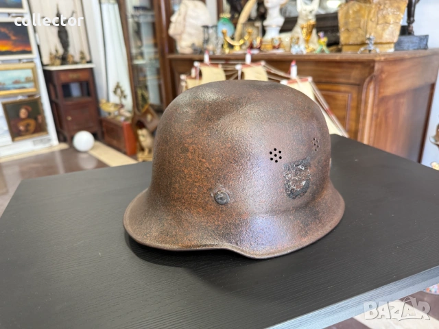 Немска полицейска/пожарникарска каска M34. №7904, снимка 4 - Антикварни и старинни предмети - 53648515