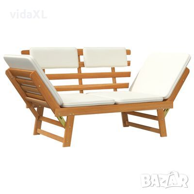 vidaXL Градинска пейка с възглавници 2-в-1, 190 см, акация масив, снимка 1 - Други - 45732476