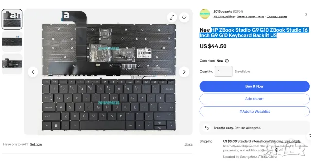 HP ZBook Studio G9 HP ZBook Studio 16 Inch G10 Keyboard Backlit US чисто нова клавиатура с подсветка, снимка 3 - Части за лаптопи - 50242562