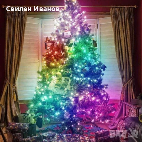 Многоцветни лампички с флашка, дистанционно и приложение за телефона / Поставяте края лампичките на 