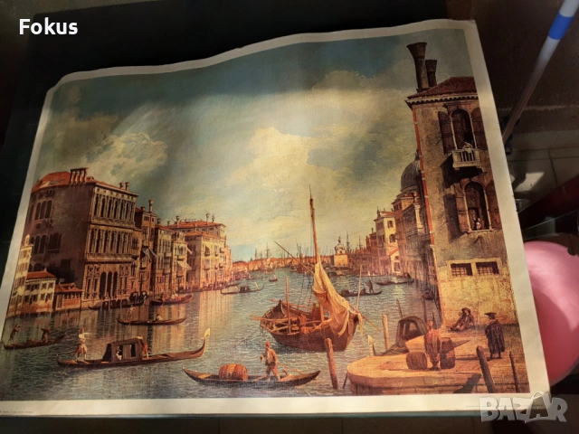 Стар голям плакат постер Венеция Гранд канал, снимка 2 - Антикварни и старинни предмети - 53377894