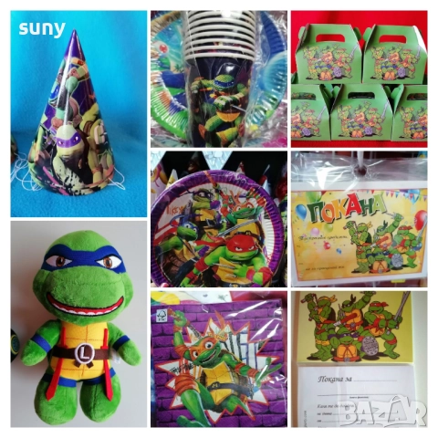 Парти чинийки костенурките нинджа,чашки,шапки,салфетки,кутийки,играчки, снимка 3 - Други - 45470113