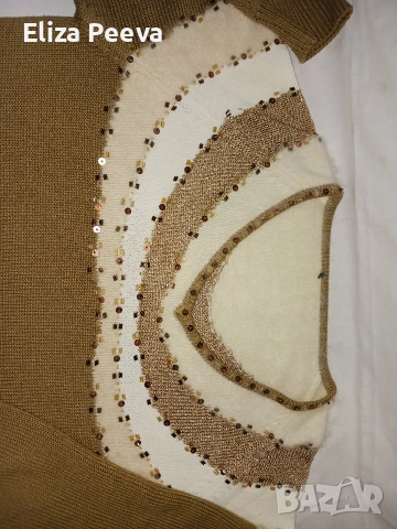 Пуловер с паети и мохер в горната част, снимка 3 - Блузи с дълъг ръкав и пуловери - 53156664