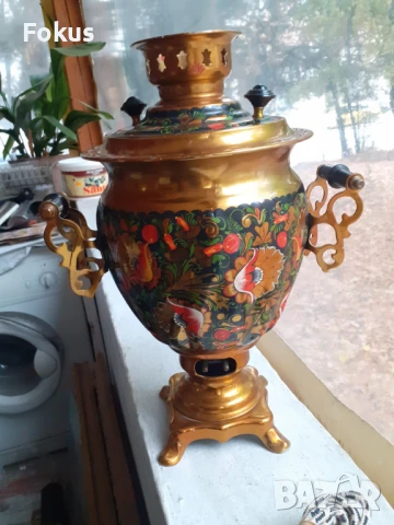 Невероятен стар руски ръчно рисуван самовар с печат, снимка 3 - Антикварни и старинни предмети - 51106923