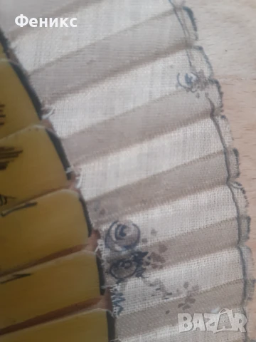 Старо дамско ветрило 19 век дърво и коприна ръчно рисувано, снимка 5 - Антикварни и старинни предмети - 51252468