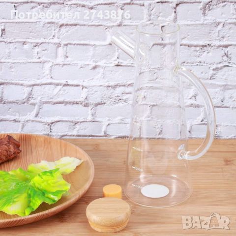 Оливерник кана с една дръжка от боросилкатно стъкло, Бамбуков капак със силиконово уплътнение- 500мл, снимка 7 - Аксесоари за кухня - 46385807