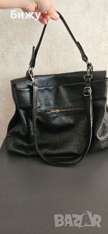 Дамска чанта от естествена кожа цвят черен , снимка 2 - Чанти - 45769386