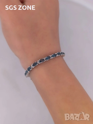 Ръчно изработена сребърна гривна с топаз Лондон, снимка 3 - Гривни - 52582096