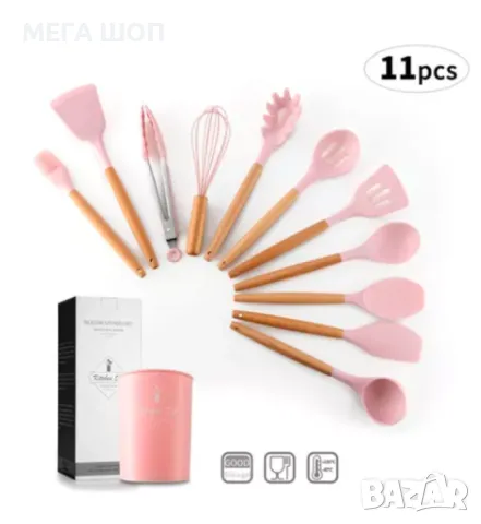 Комплект кухненски прибори 11 бр. в кръгла поставка., снимка 6 - Прибори за хранене, готвене и сервиране - 50174059