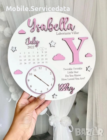 Персонализирана плакетка за раждане на бебе – уникален подарък за новородено, снимка 4 - Декорация за дома - 52653946