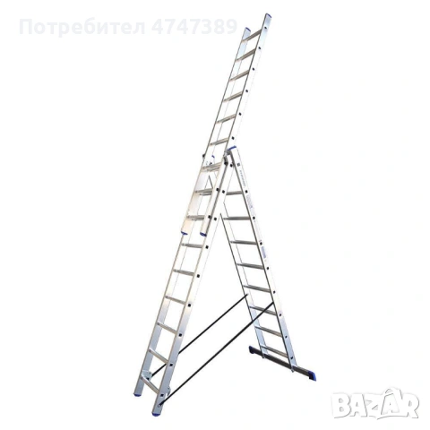 Алуминиева стълба трираменна комбинирана ROTOR KME309, 243 / 432 / 648 cm, снимка 5 - Винтоверти - 53616406