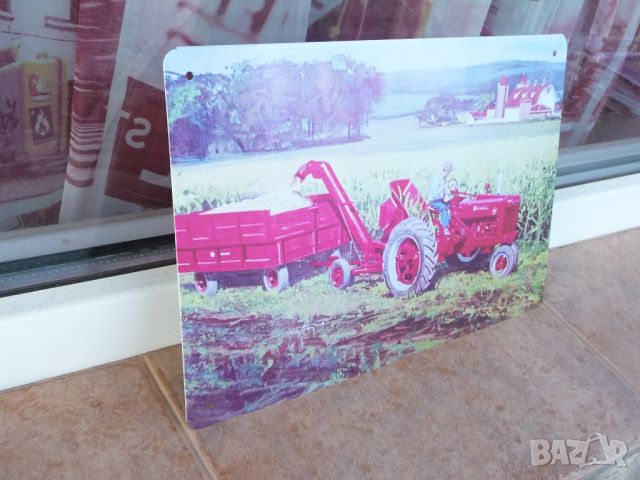 Метална табела кола трактор ремарке прибиране реколта нива, снимка 2 - Декорация за дома - 45083438