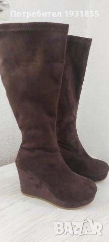 Дамски велурени ботуши , снимка 3 - Дамски ботуши - 52372274