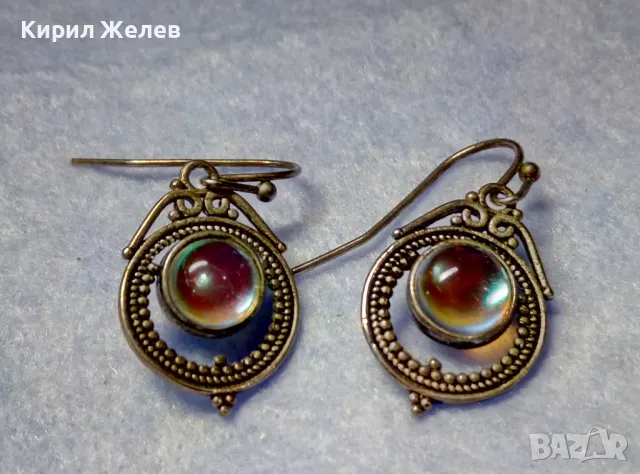 КЛАСИЧЕСКИ РЕТРО АРТ ДЕБЕЛО ПОСРЕБРЕНИ МЕДНИ ОБЕЦИ с ЦВЕТНО ВЕНЕЦИАНСКО СТЪКЛО и ПЕЧАТ S925 49956, снимка 13 - Обеци - 50136084