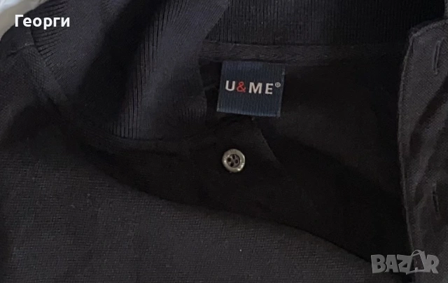 Черна поло блуза с яка и 2 копчета., снимка 2 - Блузи - 54088738