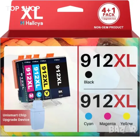 Halloya 912XL мастилени касети за HP 912 XL за OfficeJet 8010 и OfficeJet Pro 8022 (4 касети)