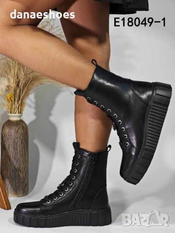 Дамски спортни боти в черно с ефектна подметка , снимка 4 - Дамски боти - 52075587