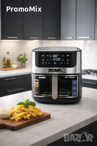 Фритюрник с горещ въздух Boma BM-880 2200W 12л air fryer еър фрайър здравословно готвене без мазнина, снимка 2 - Фритюрници - 53634631