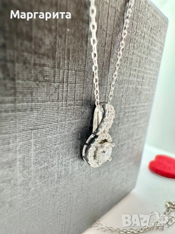 Сребърно колие с мойсанит (диамант) 0.5 карата, снимка 12 - Колиета, медальони, синджири - 53205738