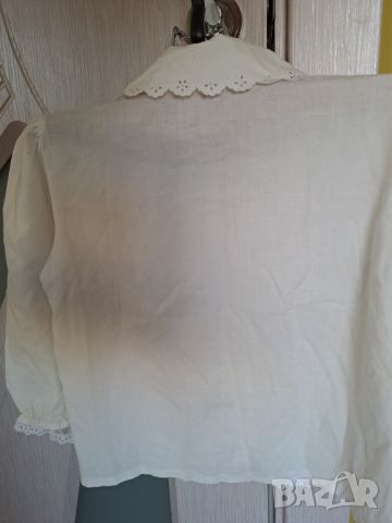 Детска бяла блуза риза с копчета и дантели, снимка 4 - Детски Блузи и туники - 45904982