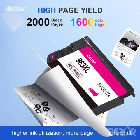 Мастилени касети 963XL за HP Officejet Pro (4 броя, черно, циан, магента, жълто), снимка 4 - Консумативи за принтери - 53401943