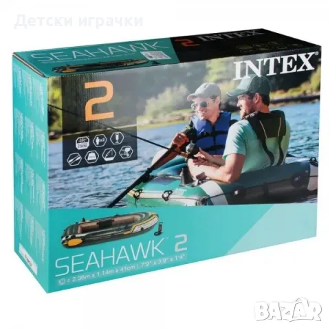 Надуваема лодка Seahawk 2 Intex, за 2 лица, 236×114 см, PVC, зелена, снимка 2 - Водни спортове - 49981837