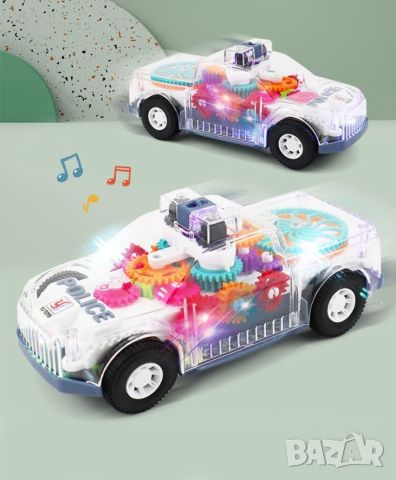 Музикална и светеща, прозрачна, полицейска кола играчка за деца, снимка 2 - Коли, камиони, мотори, писти - 46452215