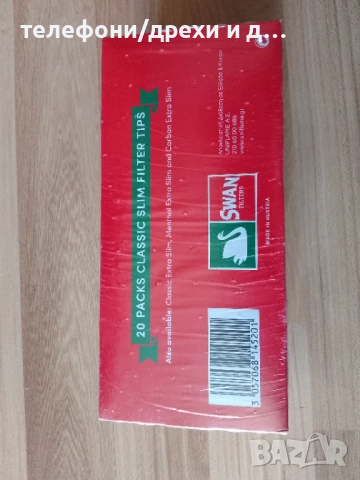 Австрийски  Филтри за цигари Swan Classic Slim червен 6мм (20x102 бр), снимка 2 - Други - 51679192