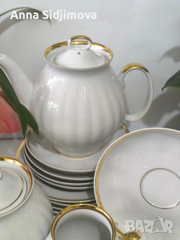 Руски порцелан сервиз за чай Дулево , снимка 5 - Сервизи - 51706282