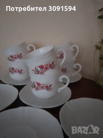 Сервиз 6 чаша и чинийки Arcopal Francee , снимка 5 - Сервизи - 53831075