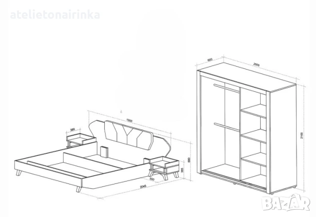 Спален комплект Кафе, снимка 2 - Спални и легла - 34910789