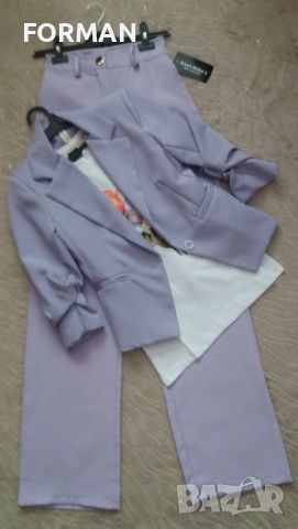 РАЗКОШЕН сет панталон и сако в нежен люляков цвят
