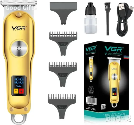 Машинка за подстригване VGR V-290 – LED дисплей, TURBO режим, USB-C зареждане