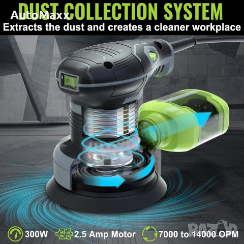 WORKPRO 5-инчова орбитална шлайфмашина, 6 променливи скорости  , снимка 5 - Бормашини - 51647052