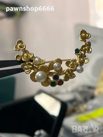 Сребърна брошка с позлата , снимка 10 - Антикварни и старинни предмети - 49986438