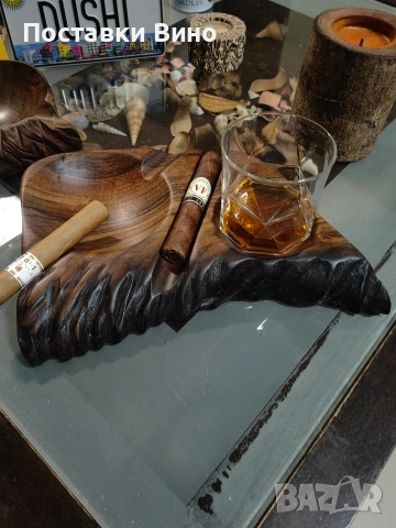 Пепелник за пури с място за чаши, снимка 5 - Декорация за дома - 52653743