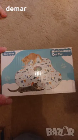 Интерактивна играчка за котки със звънец и подвижно перо, USB презареждаща се, синя, снимка 7 - За котки - 50284037