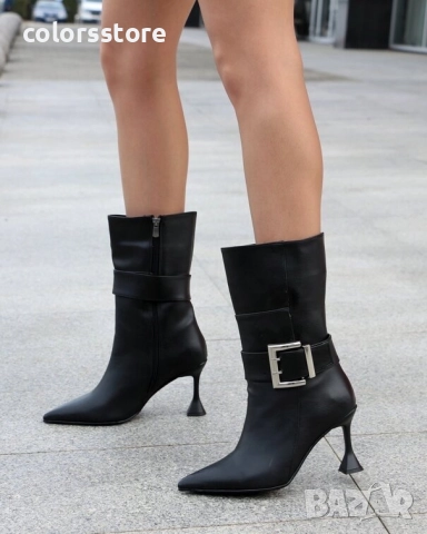 Боти на ток - черна кожа - BT88, снимка 2 - Дамски боти - 36568481