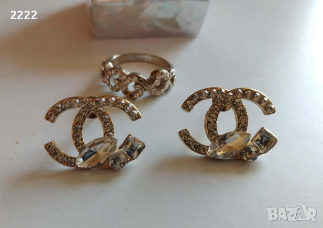 Обеци и пръстен , снимка 4 - Бижутерийни комплекти - 39349409