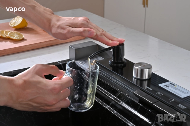  Черен мрамор - Мултифункционална кухненска мивка с двоен водопад , снимка 7 - Мивки - 52128188